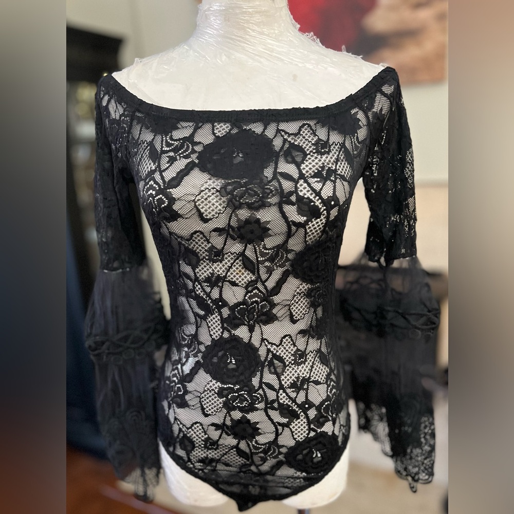 Ballroom Smooth Practice Dance Lace Bodysuit Black - Picture 6 of 9
